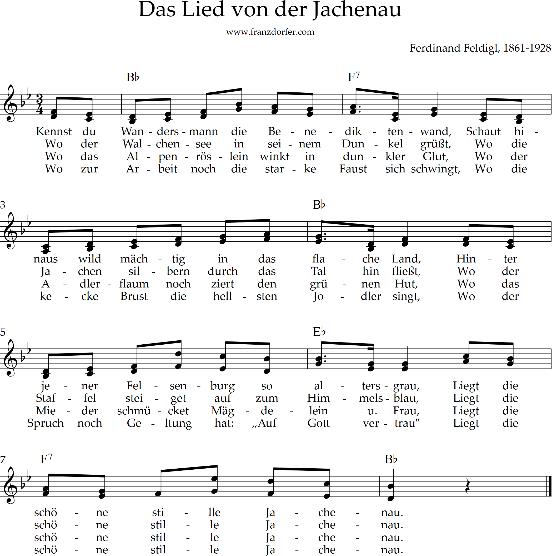 Jachernauer Lied, 2stimmig Das lied von der Jachenau - C-Dur
